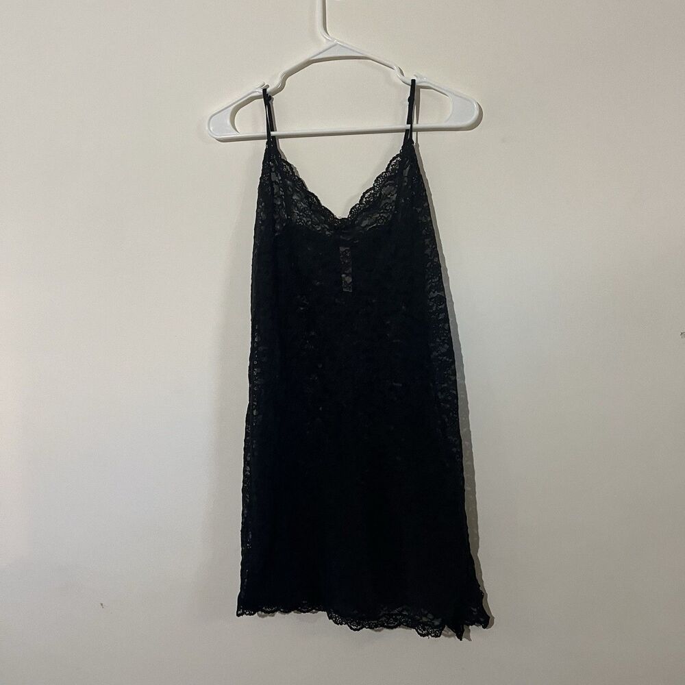 Victoria's Secret Lace Lingerie Slip Negligee Black  XL Dress